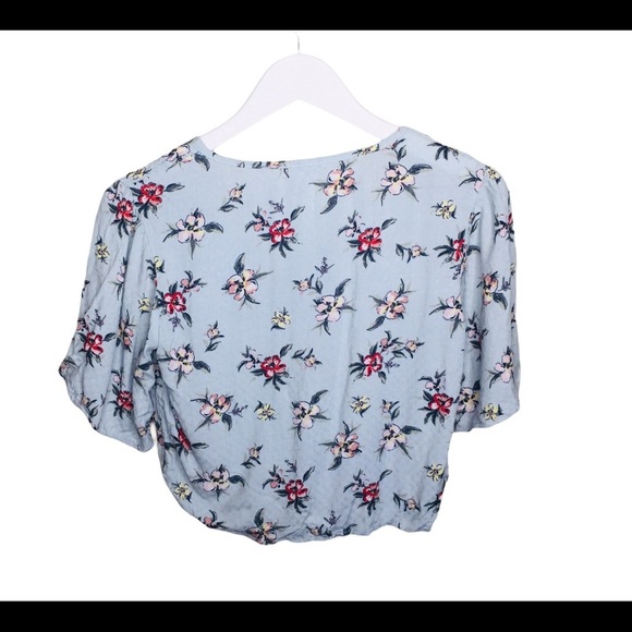 ARDENE Boho Woven Button Down Crop Blouse With Tie Front Mint Green Size Small - Picture 9 of 10